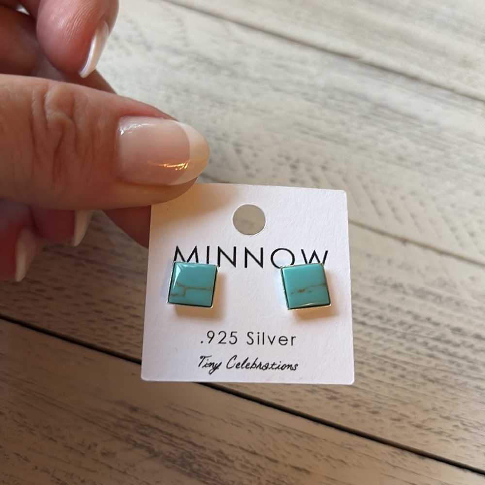 Sterling Silver Chilean Turquoise Square
Stud earrings
